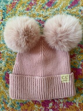 CC KIDS Pink Double Pom Pom Knit Beanie